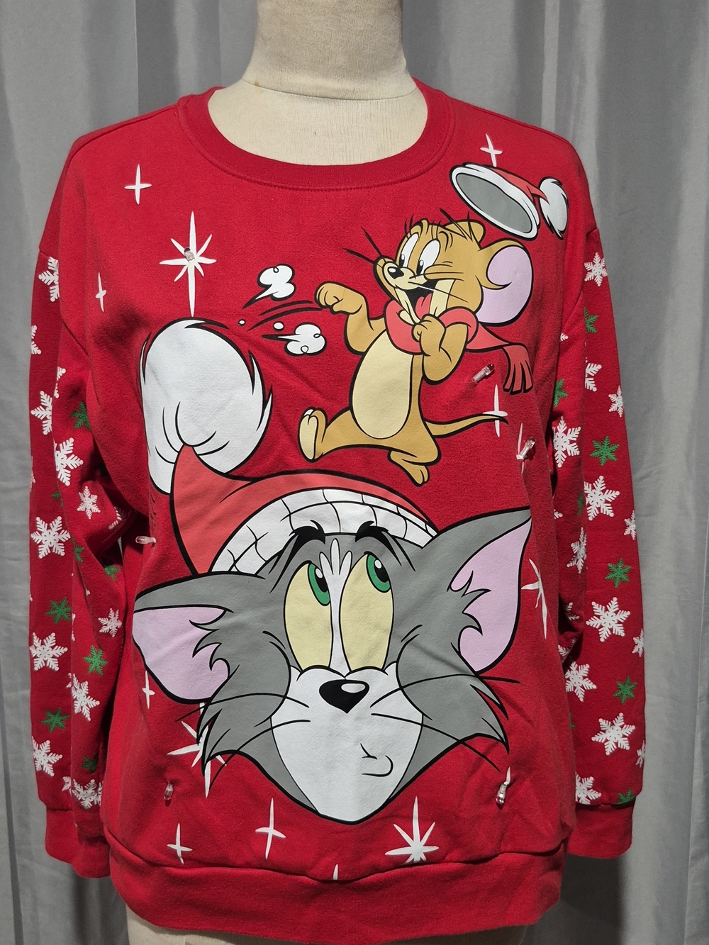 Women's Red Tom & Jerry Graphic Crewneck Sweater